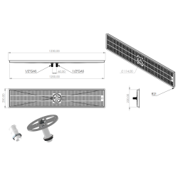 Spildbakke SS 120x22 med SPUL INDBYG