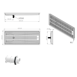 Spildbakke SS 60x22 med AFLB INDBYG