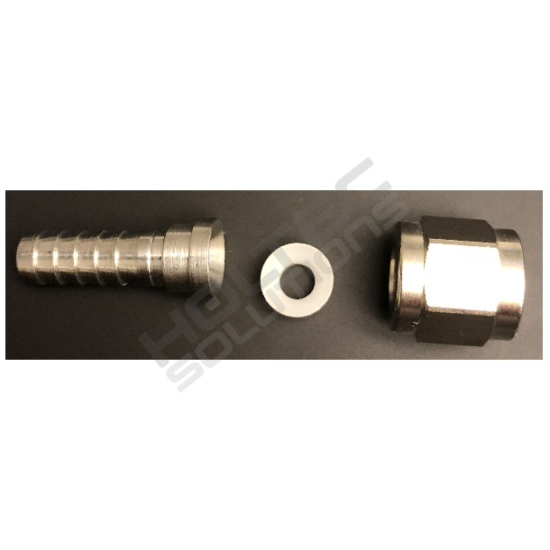 Nipple 7mm - omlber 7/16-20 UNF - pakning hvid