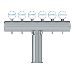 Bottleneck trn til 6 Haner Rustfrit/Poleret/Frogeye inkl. LED Lys
