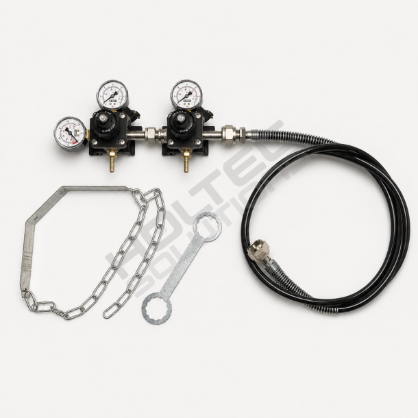 Co2 Station 2x4 bar - H�jtrykslange, Flaskeholder, N�gle