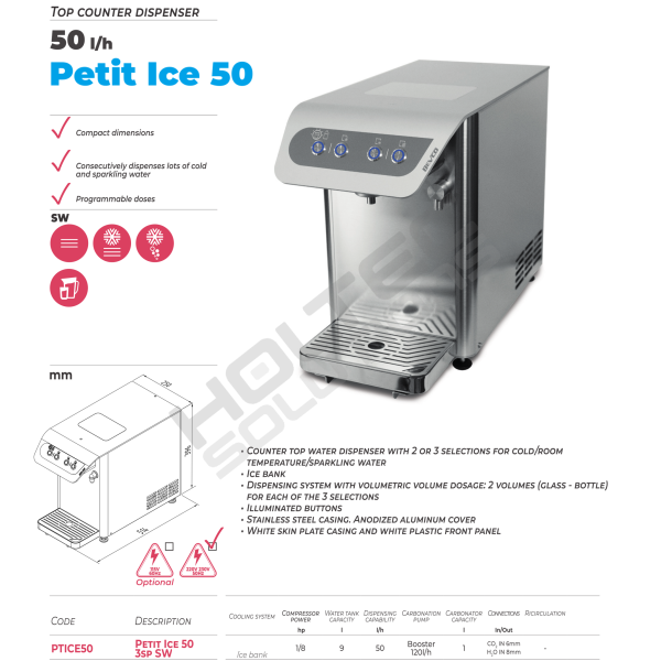 Petit Ice drikkevandskler - bordmodel med koldt vand &amp; brus