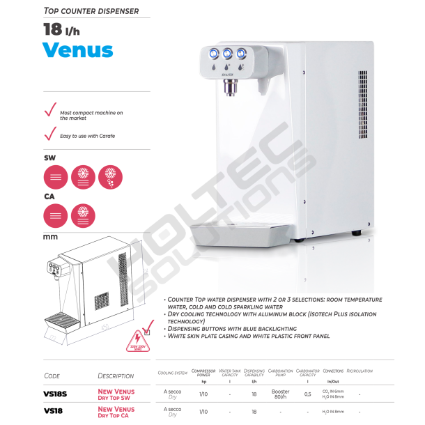 Venus drikkevandskler - koldt vand - klar til brug