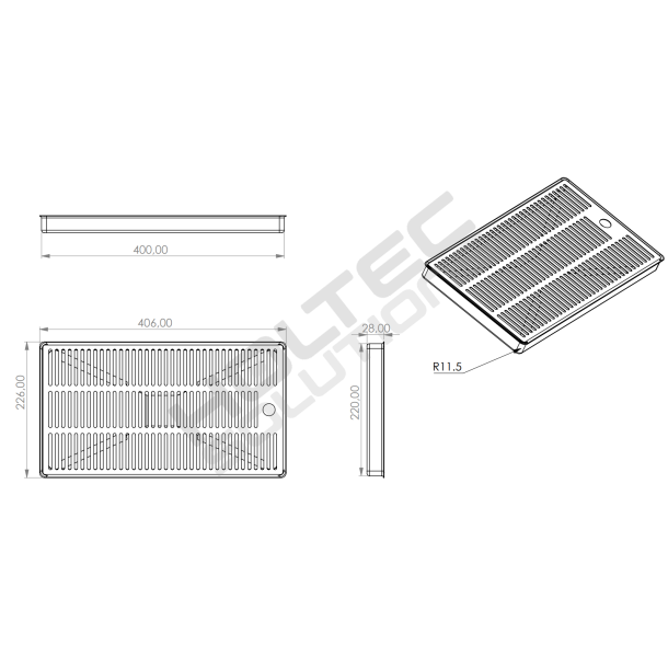 Spildbakke SS 40X22 BORD