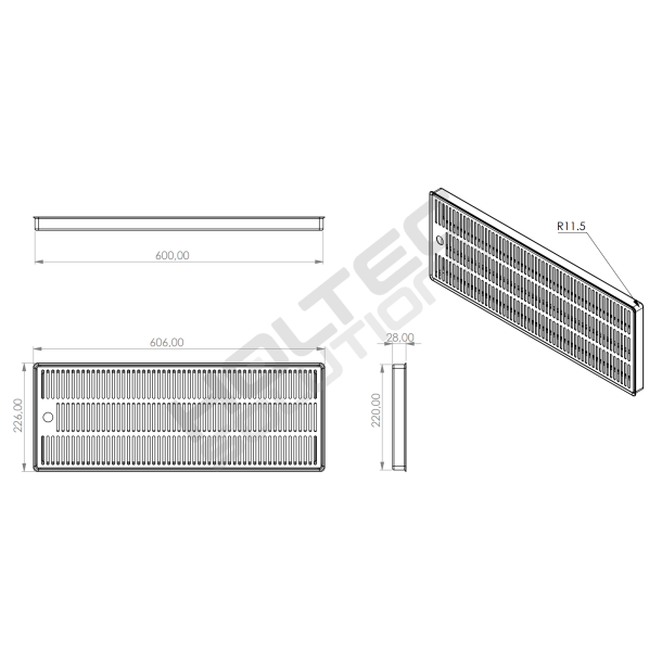 Spildbakke SS 60x22 BORD