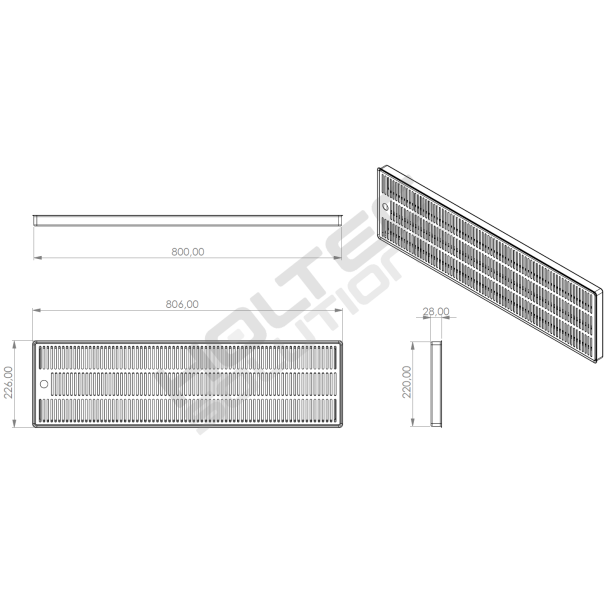 Spildbakke SS 80x22 BORD