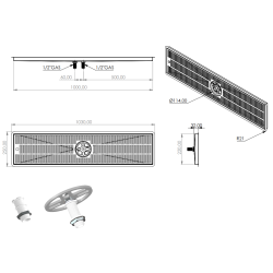 Spildbakke SS 100x22 med SPUL INDBYG